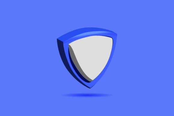 3D Blank Blue Shield Design Vector for Crafting and Etsy Graphics