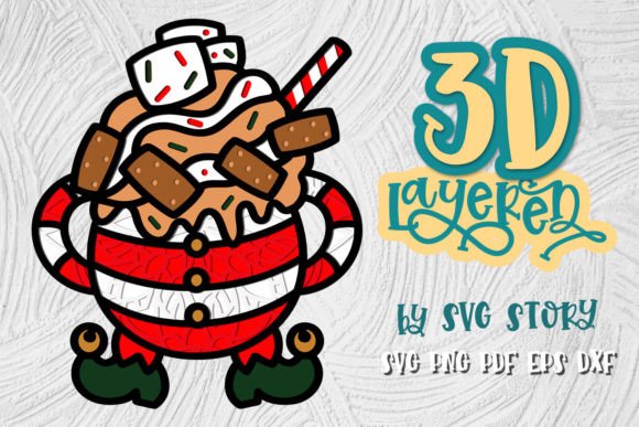 3D Christmas Cocoa 02 Layered Design for Winter Amp Laser Cutting Projects
