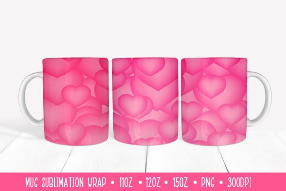 3D Hearts Mug Sublimation Design: A Versatile Graphic for Modern Branding