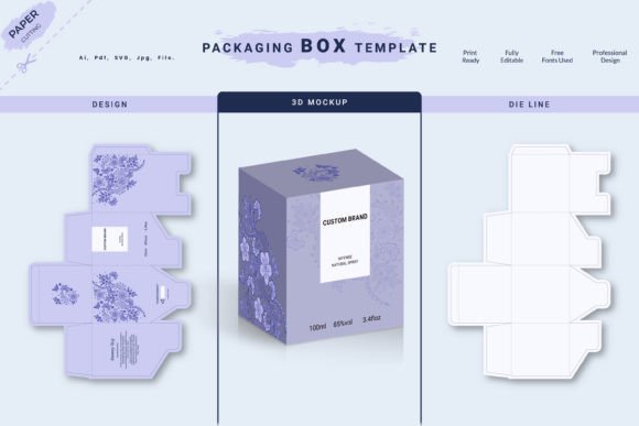 3D Preview Packaging Box Template for Crafters and Handmade Businesses