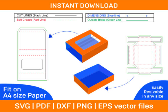 Chocolate Box or Drawer Box Dieline Graphics and Print Templates
