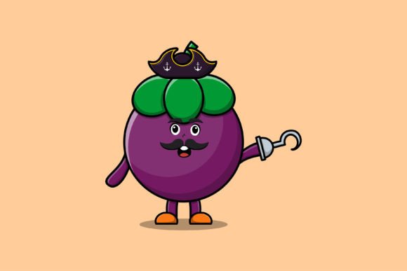 Cute Cartoon Pirate Mangosteen: A Unique Graphic Asset for Local Business Branding