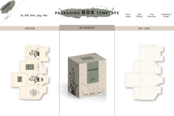 Die-cut 3D Box Template Design: A Versatile Graphic for Boxes Amp and Branding