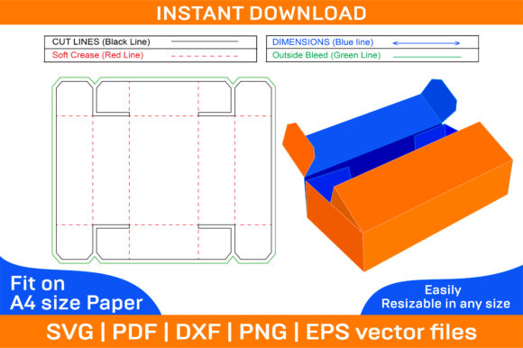 Double Tuck Corrugated Box Dieline Graphics and Print Templates