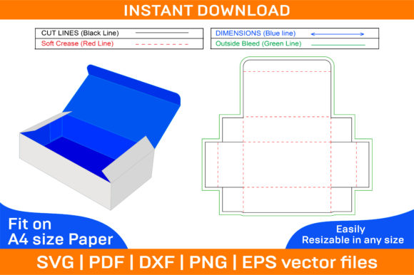 Folding Corrugated Carton Box Dieline Graphics and Print Templates