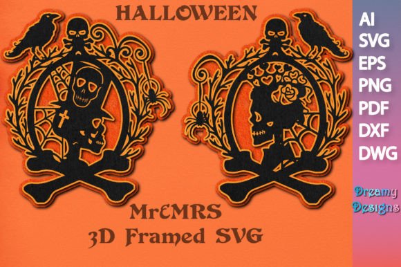 Halloween Mr Mrs 3D Framed Skull SVG Review for Real Projects