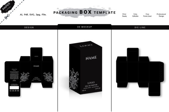 Luxury 3D Box Packaging Design Template for Modern Branding and Graphics