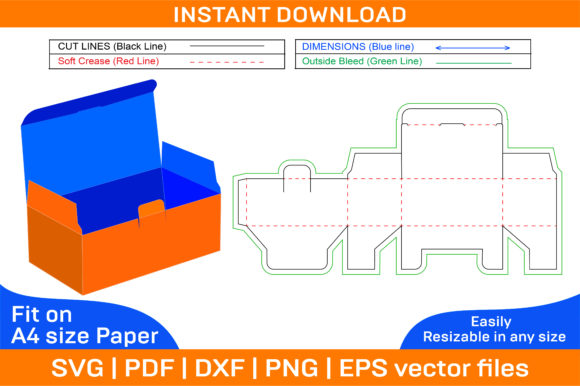 Mask Box Dieline Template and 3D Box Graphics