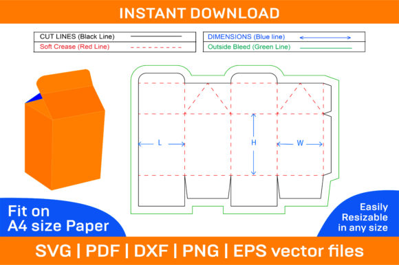 Milk Box or Juice Box Dieline Template for Graphics and Print Templates