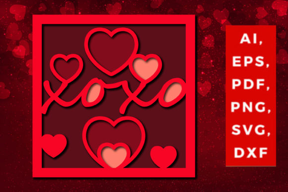 Multi Layer Valentine s Xoxo SVG for Laser Cutting