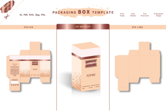 Perfume Luxury 3D Box Design for Cosmetic Packaging Graphics