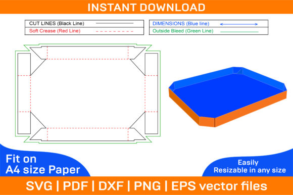 Tray Food Box Corrugated Paper Tray Box Graphics and Print Templates
