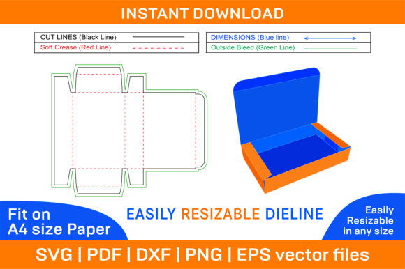 Tuck End Garments Box Dieline Template for Graphics and Print Templates