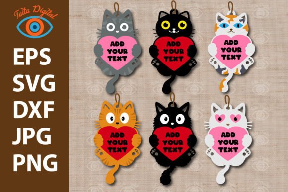 Valentine Kitten Cat Love Dangle Earring: A Laser Cutting Graphic for Earrings & More